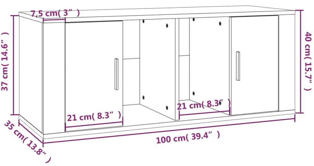 Έπιπλο Τηλεόρασης Λευκό 100 x 35 x 40 εκ. Επεξ. Ξύλο - Λευκό