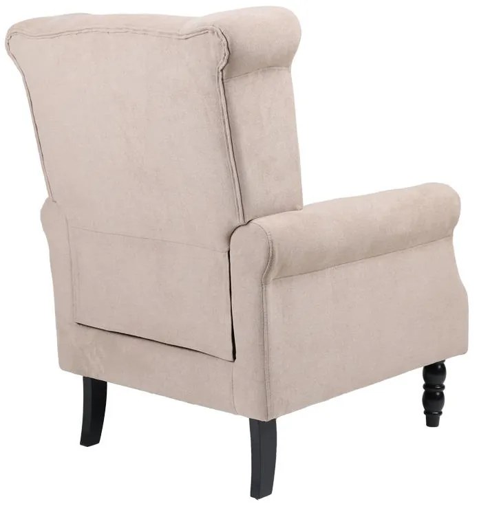 Πολυθρόνα Piore μπεζ ύφασμα και πόδι rubberwood σε μαύρη απόχρωση 77x80x106εκ 77x80x106 εκ.