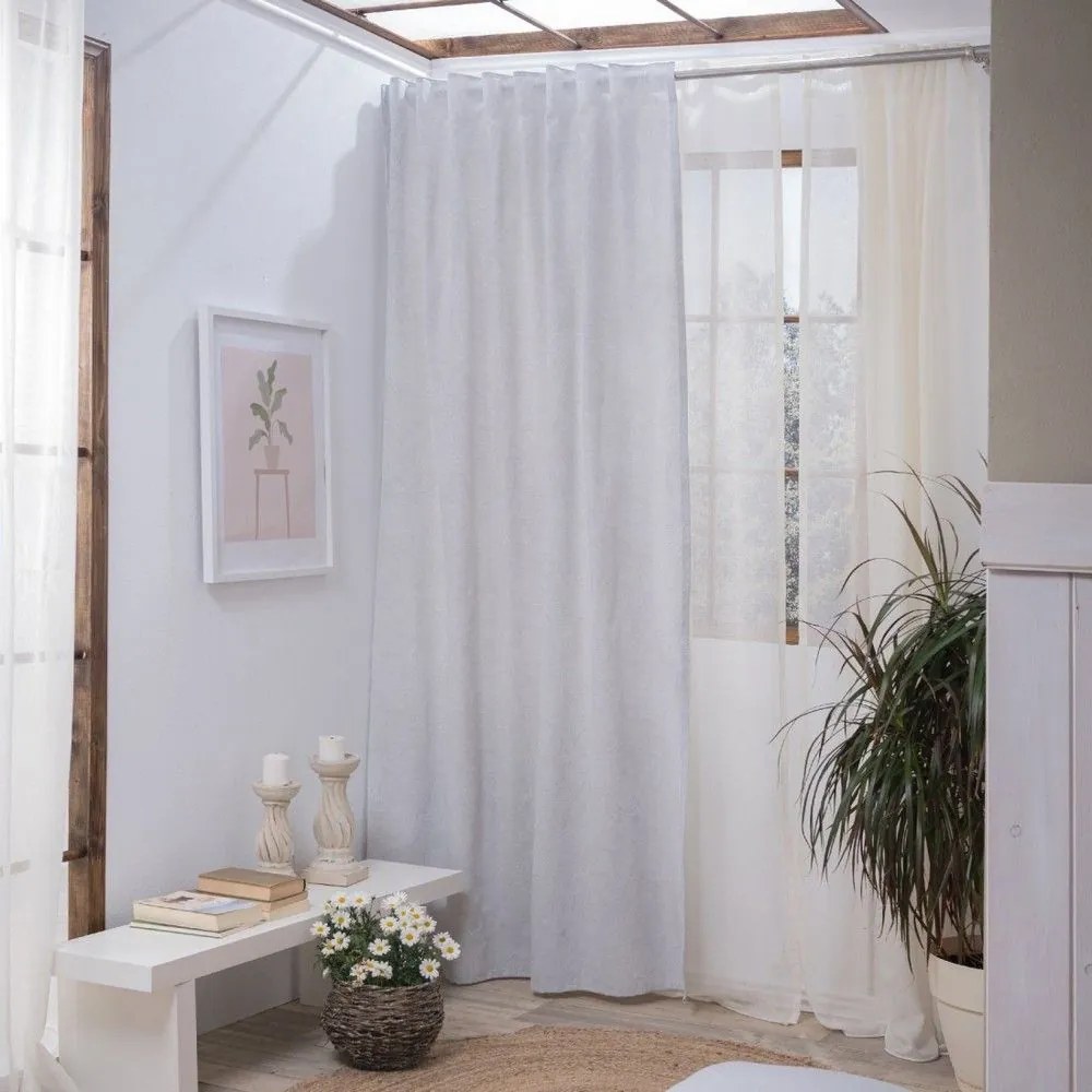 Κουρτίνα Oviedo 04 Light Grey Teoran 140X270cm Βαμβάκι-Πολυέστερ