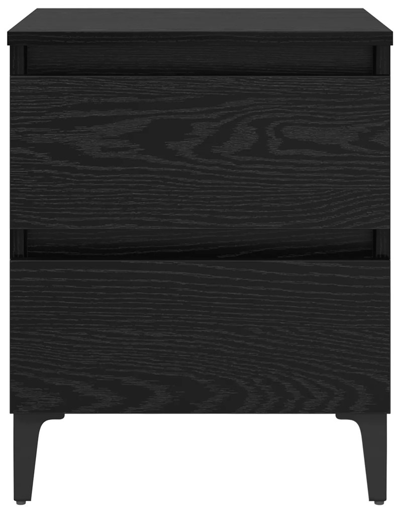 vidaXL Κρεβάτια Κομοδίνα 2 τεμ Μαύρη Δρυς 40x35x50 εκ Επεξεργασμένο Ξύλο