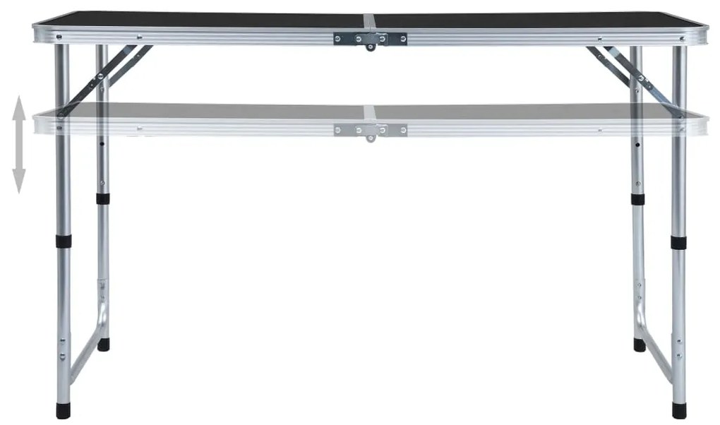vidaXL Τραπέζι Κάμπινγκ Πτυσσόμενο Γκρι 120 x 60 εκ. Αλουμινίου
