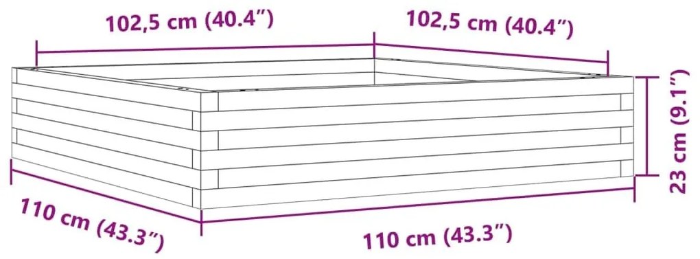 Ζαρντινιέρα Κήπου 110x110x23 εκ. από Εμποτισμένο Ξύλο Πεύκου - Καφέ