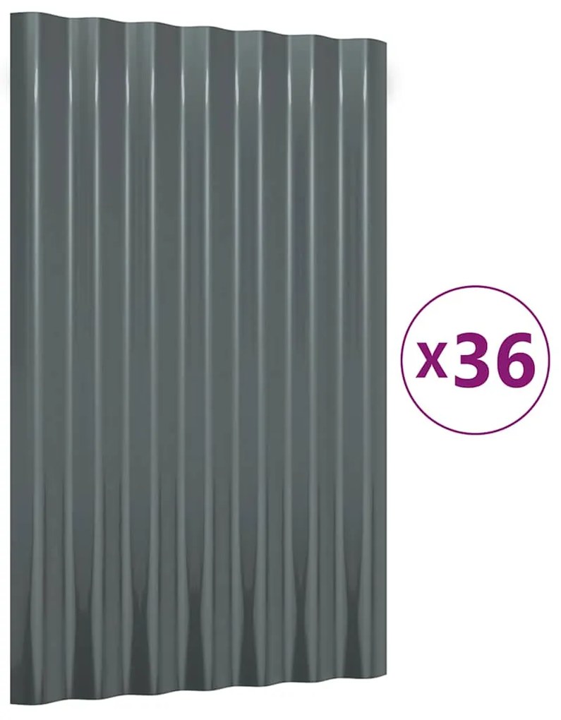 vidaXL Πάνελ Οροφής 36 τεμ. Ανθρακί 60x36 εκ. Ατσάλινα με Ηλεκτρ. Βαφή