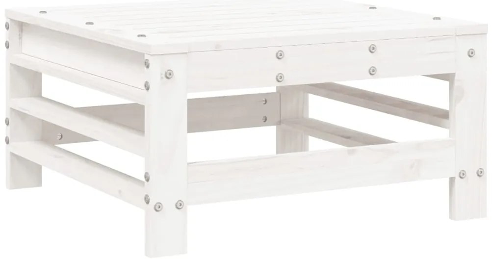 vidaXL Υποπόδια Κήπου με Μαξιλάρια 2 τεμ. Λευκά από Μασίφ Ξύλο Πεύκου