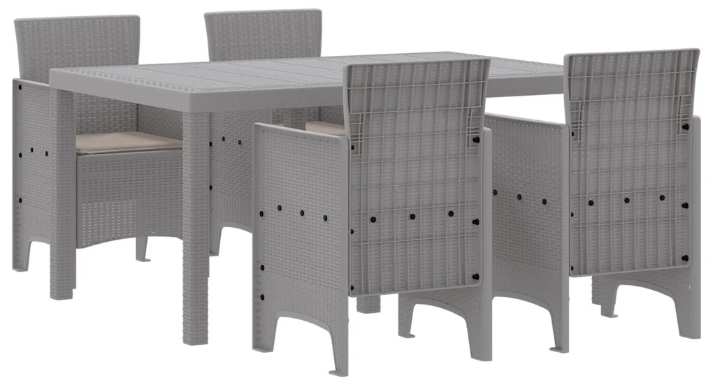 vidaXL Σετ Τραπεζιού Κήπου 5 pcs Ανοιχτό γκρι 150 x 100 x 73 εκ.