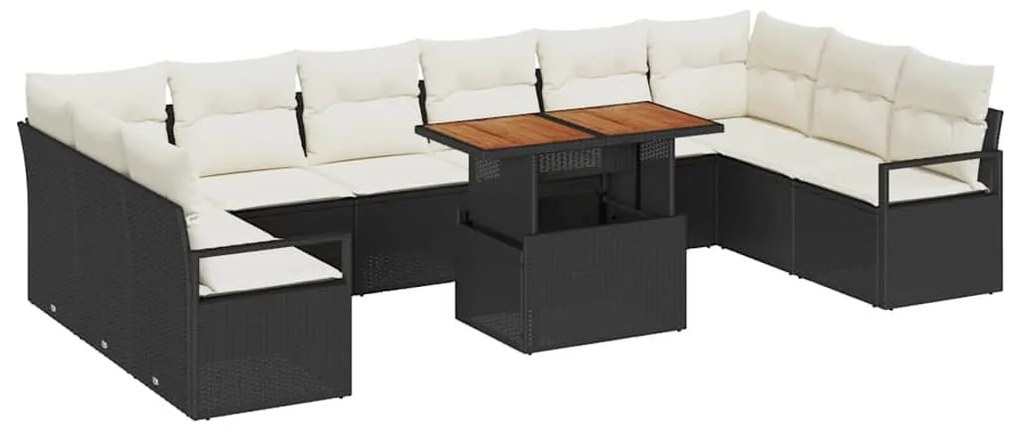 vidaXL Σετ Καναπέ Κήπου 11 pcs Μαύρο, Κρέμα 100 x 55 x 73 εκ