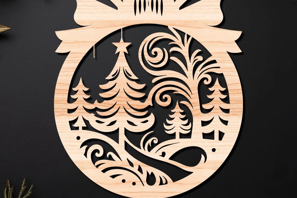 Σετ των 3 Intra απο ξύλο plywood 3mm-4mm πάχος Χριστουγεννιάτικο Στολίδι Δίασταση 8x8 cm INTRAFABR-110145121