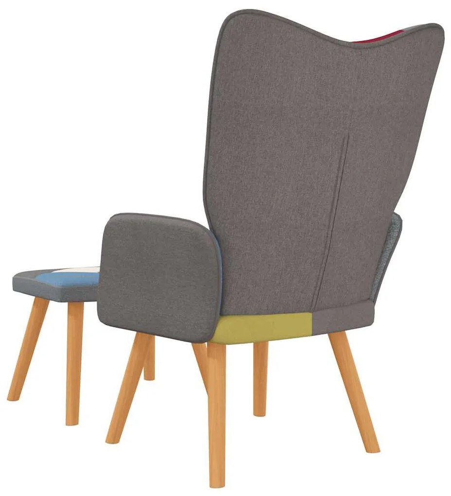 vidaXL Πολυθρόνα Relax Σχέδιο Patchwork Υφασμάτινη με Σκαμπό