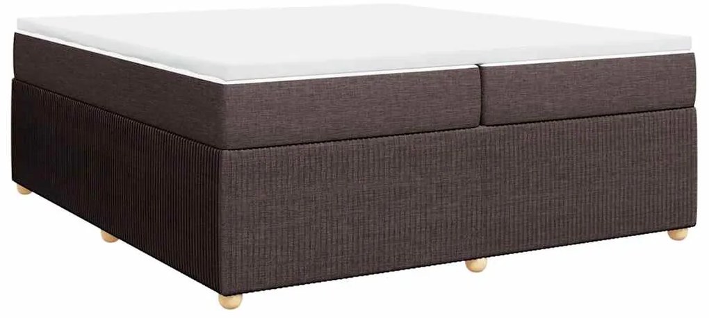 vidaXL Κρεβάτι Boxspring με Στρώμα Σκούρο Καφέ 200x200 εκ. Υφασμάτινο