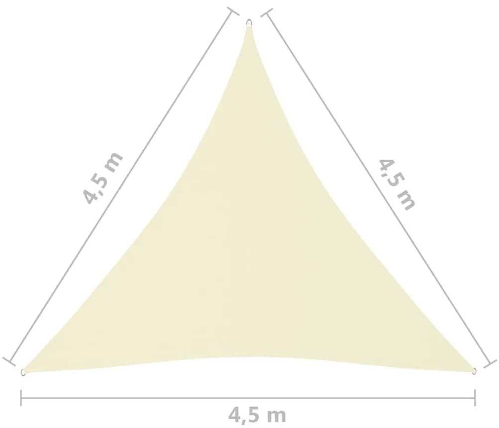 Πανί Σκίασης Τρίγωνο Κρεμ 4,5 x 4,5 x 4,5 μ. από Ύφασμα Oxford - Κρεμ