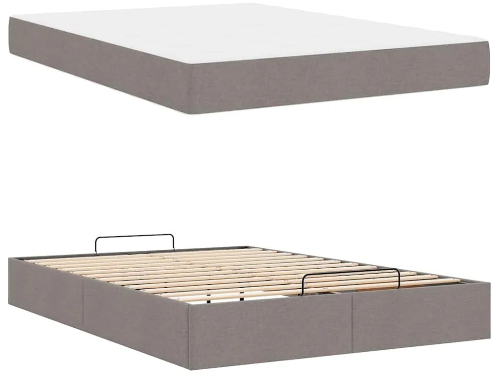 vidaXL Σκελετός Κρεβατιού Taupe 140 x 200 cm ύφασμα