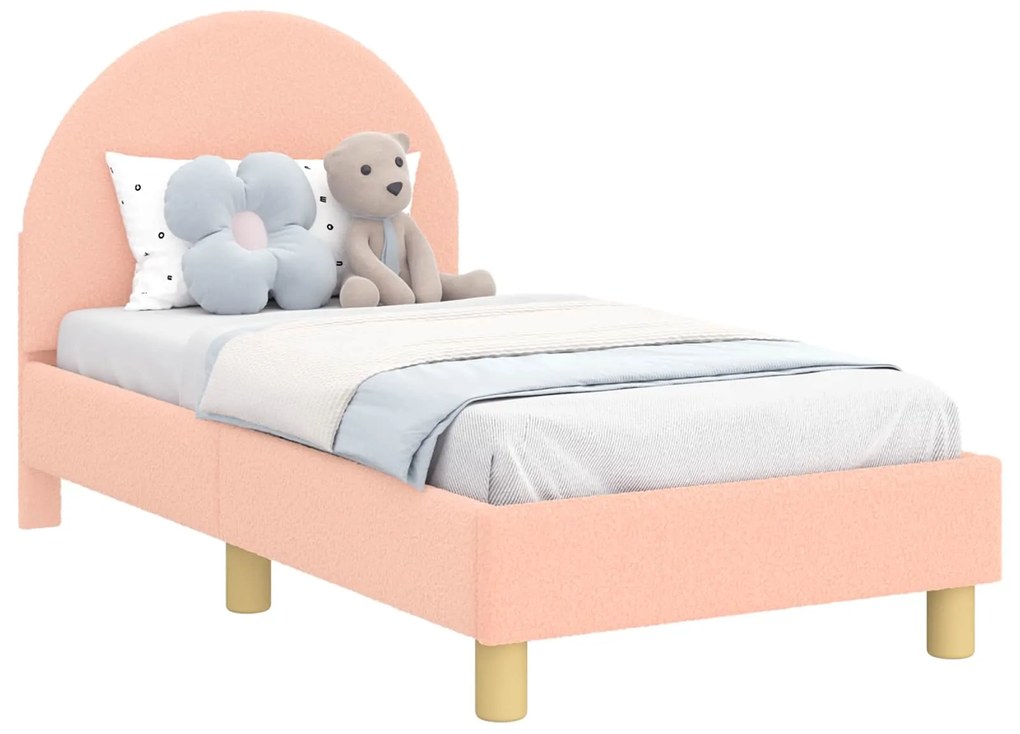 vidaXL Κρεβατική βάση για παιδιά με προσκέφαλο Ροζ 70 x 140 cm