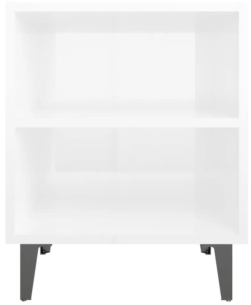 vidaXL Κομοδίνo Γυαλιστερό Λευκό 40 x 30 x 50 εκ. με Μεταλλικά Πόδια