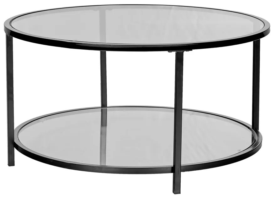 MOON COFFEE TABLE ΔΙΑΦΑΝΟ ΜΑΥΡΟ 80x80xH42cm - 04-0976