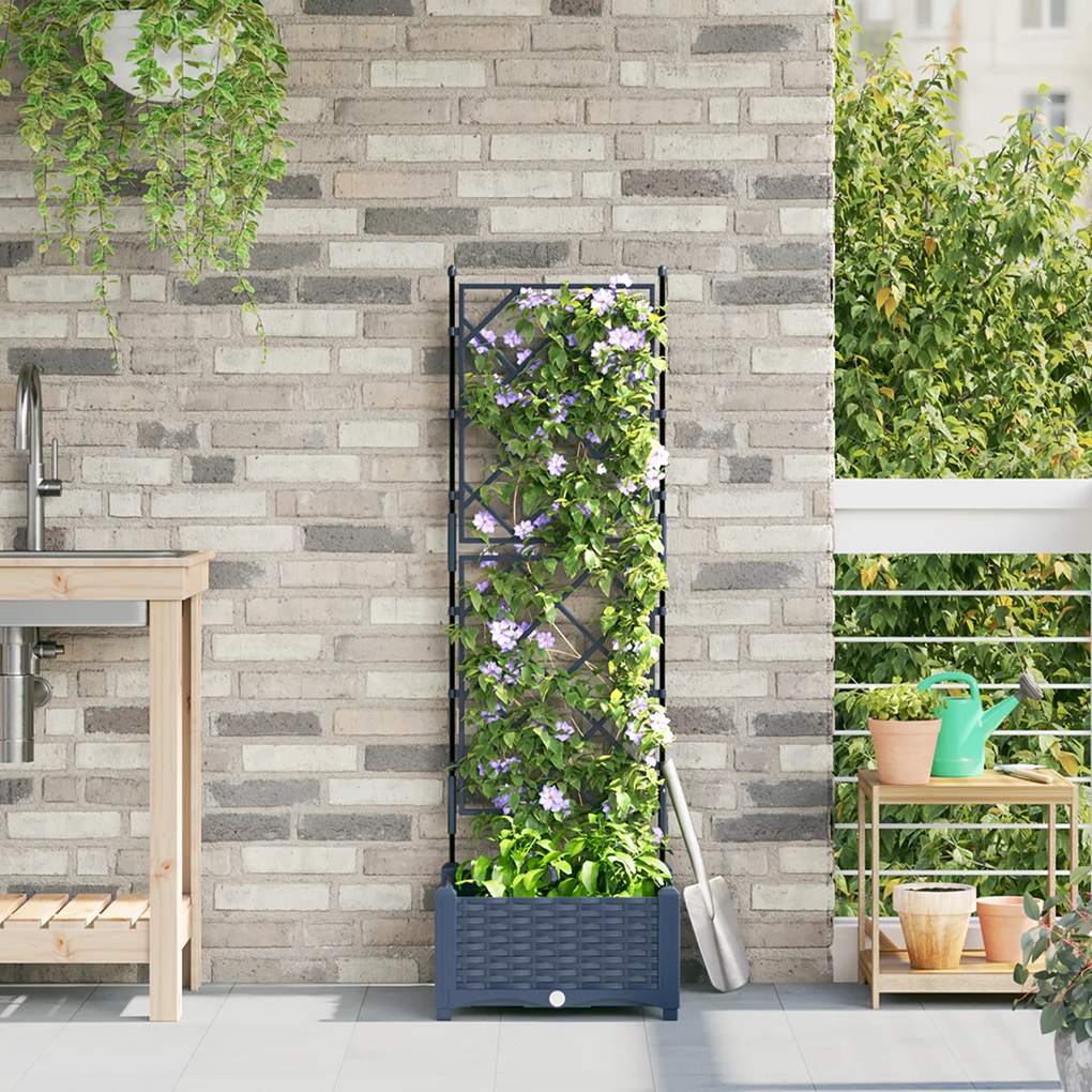 vidaXL Γλάστρα Κήπου με Πλέγμα Γκρι 40x40x125.5 εκ