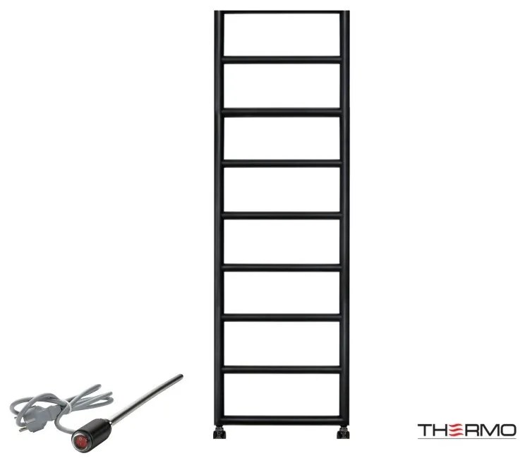 Thermo TEMPO Θερμαινόμενη πετσετοκρεμάστρα από ανοξείδωτο χάλυβα με ηλεκτρική λειτουργία, 150x50cm Silk Black