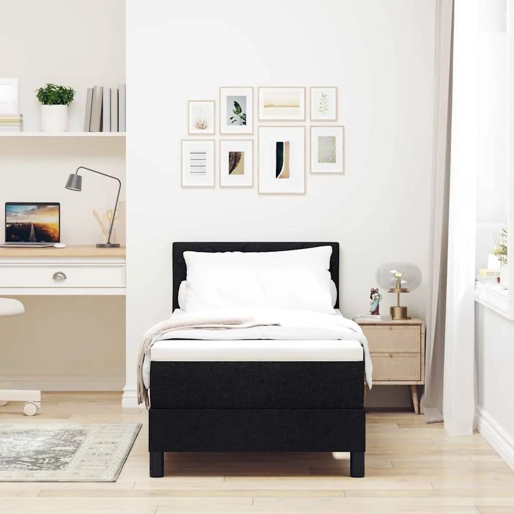 vidaXL Κρεβάτι box spring με στρώμα με στρώμα Μαύρο 80 x 200 cm ύφασμα