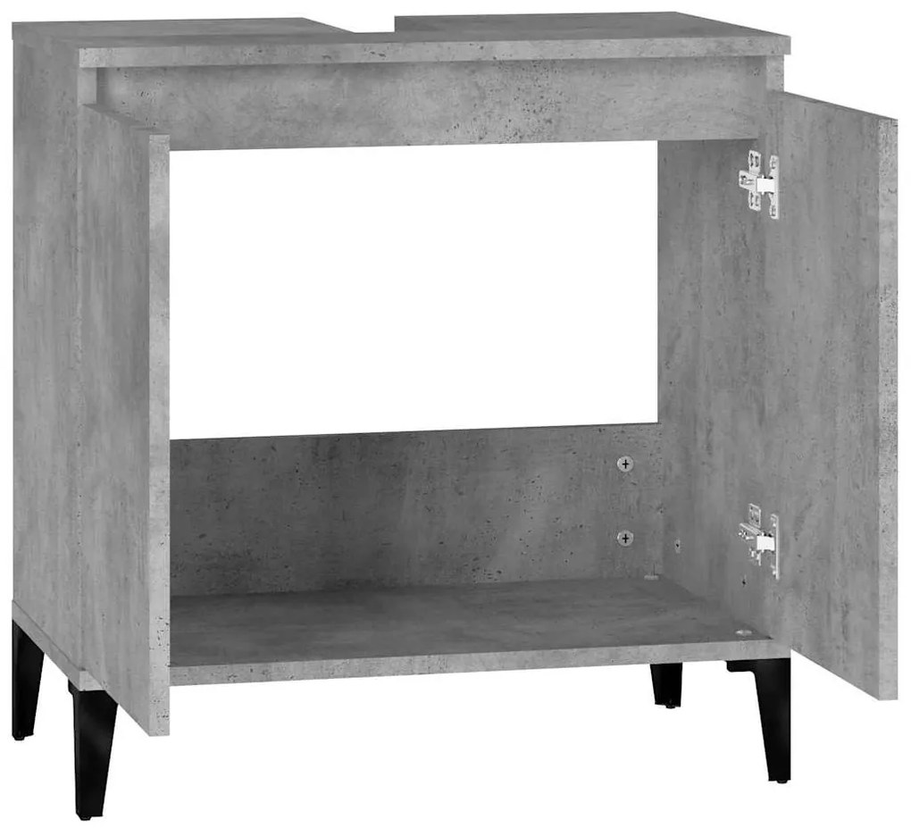 vidaXL Ντουλάπι Νιπτήρα Γκρι Σκυρ. 58x33x60 εκ. Επεξεργασμένο Ξύλο