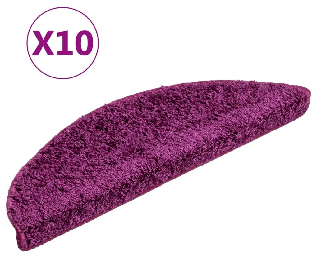 vidaXL Πατάκια Σκαλιών 10 τεμ. Μωβ Ημίκυκλα 56x17x3 εκ.