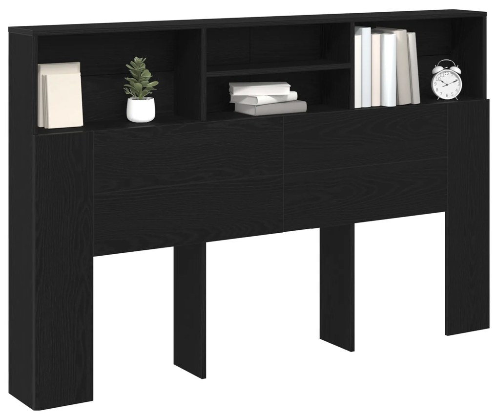 vidaXL Κεφαλός Ντουλάπι Μαύρη Δρυς - 160x19x103,5 εκ., φτιαγμένο από επεξεργασμένο ξύλο.