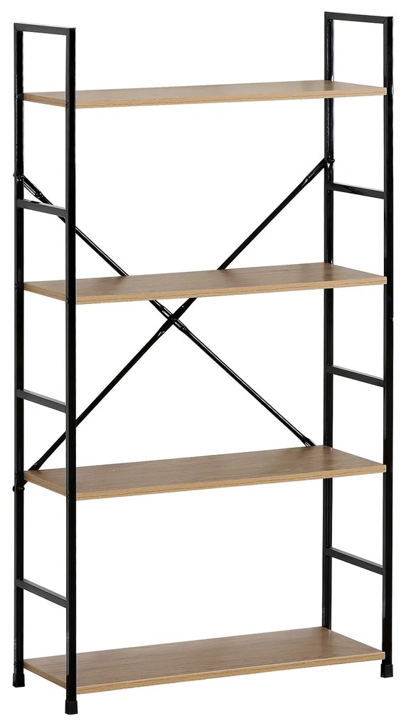 Ραφιέρα ArteLibre DARROW Με 4 Ράφια Δρυς/Μαύρο Μοριοσανίδα/Μέταλλο 58.6x23.5x112cm