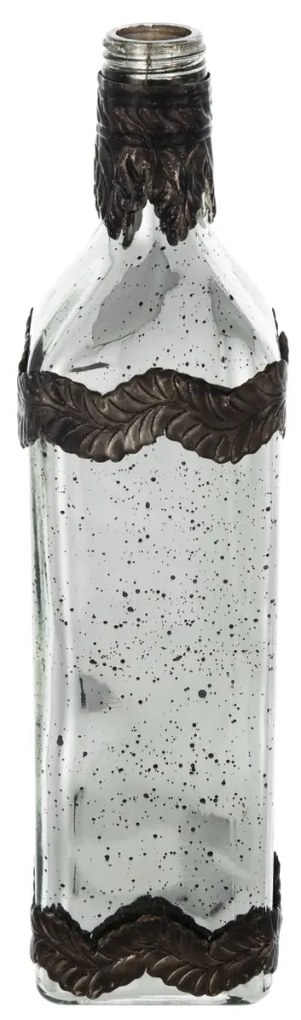 Artekko Artekko Silver Γυάλινο Ασημί Αντικέ Διακοσμητικό Βάζο (7.5x7.5x30.5)cm 70459