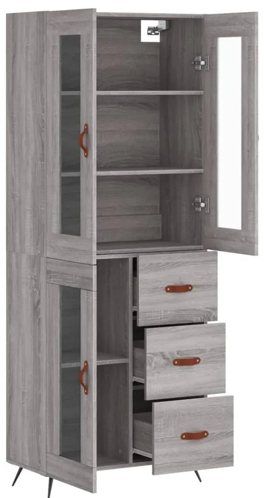 vidaXL Ντουλάπι Γκρι Sonoma 69,5 x 34 x 180 εκ. Επεξεργασμένο Ξύλο