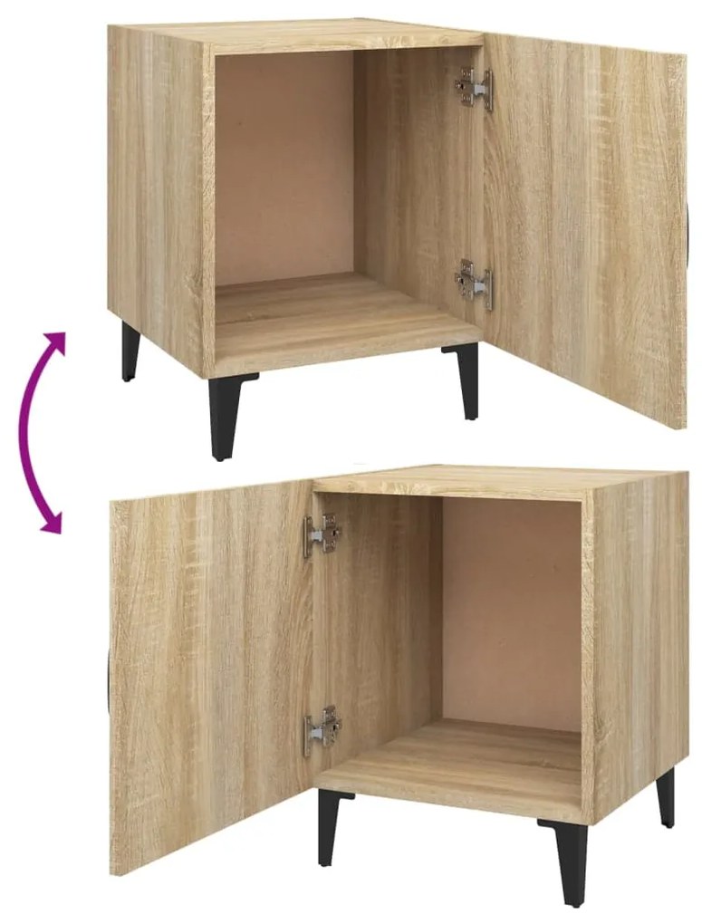 vidaXL Κομοδίνα 2 τεμ. Καπνιστή Δρυς από Επεξεργασμένο Ξύλο