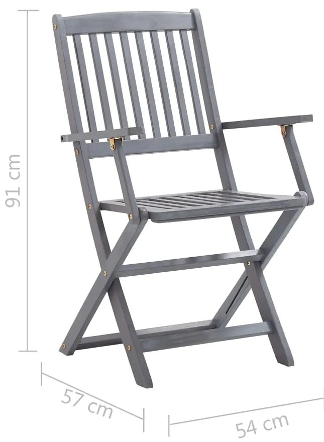 vidaXL Καρέκλες Εξ. Χώρου Πτυσσόμενες 8 τεμ. Ξύλο Ακακίας &amp; Μαξιλάρια