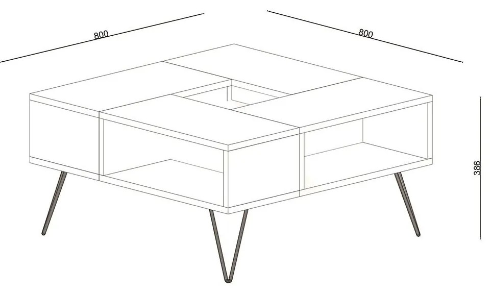 Τραπεζάκι Σαλονιού DONOUSA Δρυς/Μαύρο 80x80x38.6cm - 14410013 - 14410013