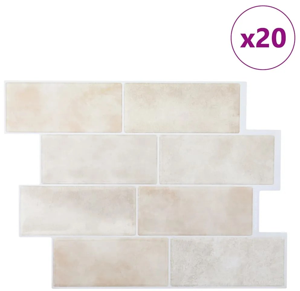 vidaXL Πλακάκι Subway 20 pcs Μπεζ Μάρμαρο 29 x 21 εκ