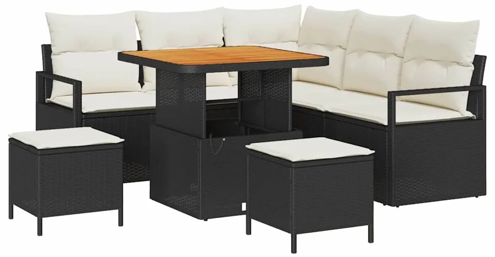 vidaXL Σετ Καναπέ Κήπου με μαξιλάρι 8 pcs Μαύρο Πολυ ράταν