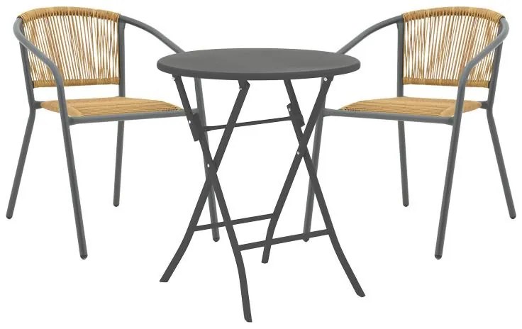 Σετ κήπου Τραπεζαρία Albero-Lindaria πτυσσόμενη σετ 3τεμ μέταλλο σε ανθρακί απόχρωση 60x60x70 εκ.