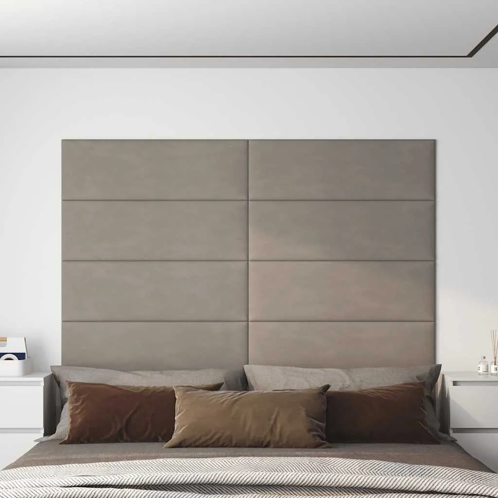 vidaXL Πάνελ Τοίχου 12 τεμ. Ανοιχτό γκρι 90 x 30 εκ. 3,24 μ² Βελούδο
