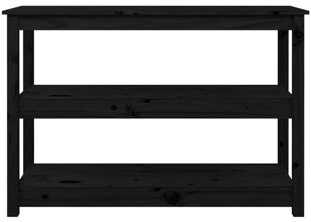vidaXL Τραπέζι Κονσόλα Μαύρος 110 x 40 x 74 εκ. από Μασίφ Ξύλο Πεύκου