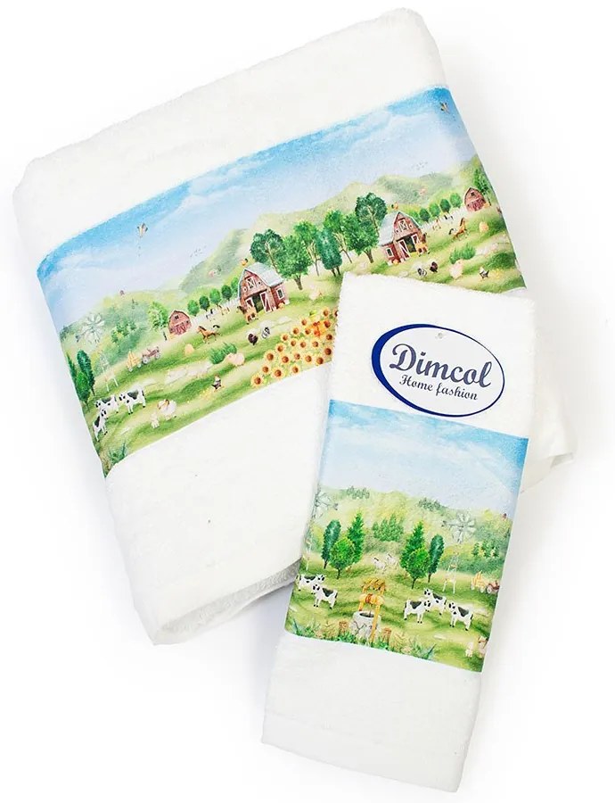 Πετσέτες Βρεφικές Farm 340 (Σετ 2τμχ) White DimCol Towels Set 70x140cm 100% Βαμβάκι