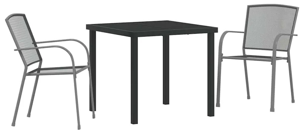 vidaXL Σέτ φαγητού για κήπο 3 pcs Ανθρακί Ατσάλι