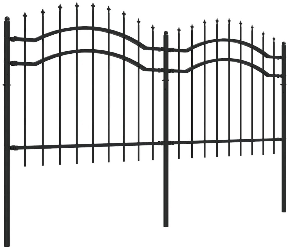 vidaXL Φράχτης Κήπου με Κορυφή Δόρυ Μαύρος 239x100 εκ. Ατσάλι με Ηλεκτροστατική Βαφή