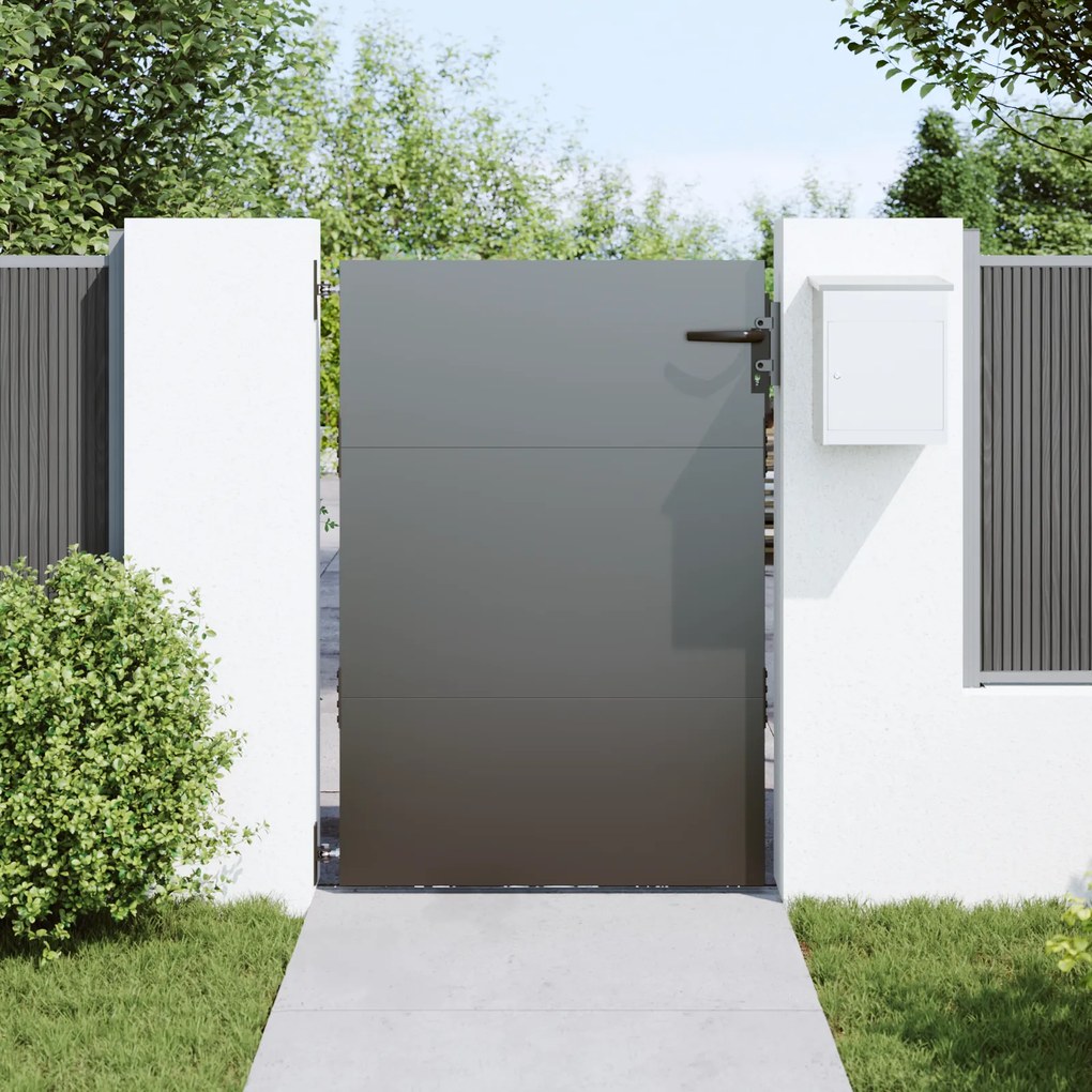 vidaXL Πύλη Κήπου Μαύρο 105 x 125 cm Ατσάλι με Επικάλυψη Πούδρας