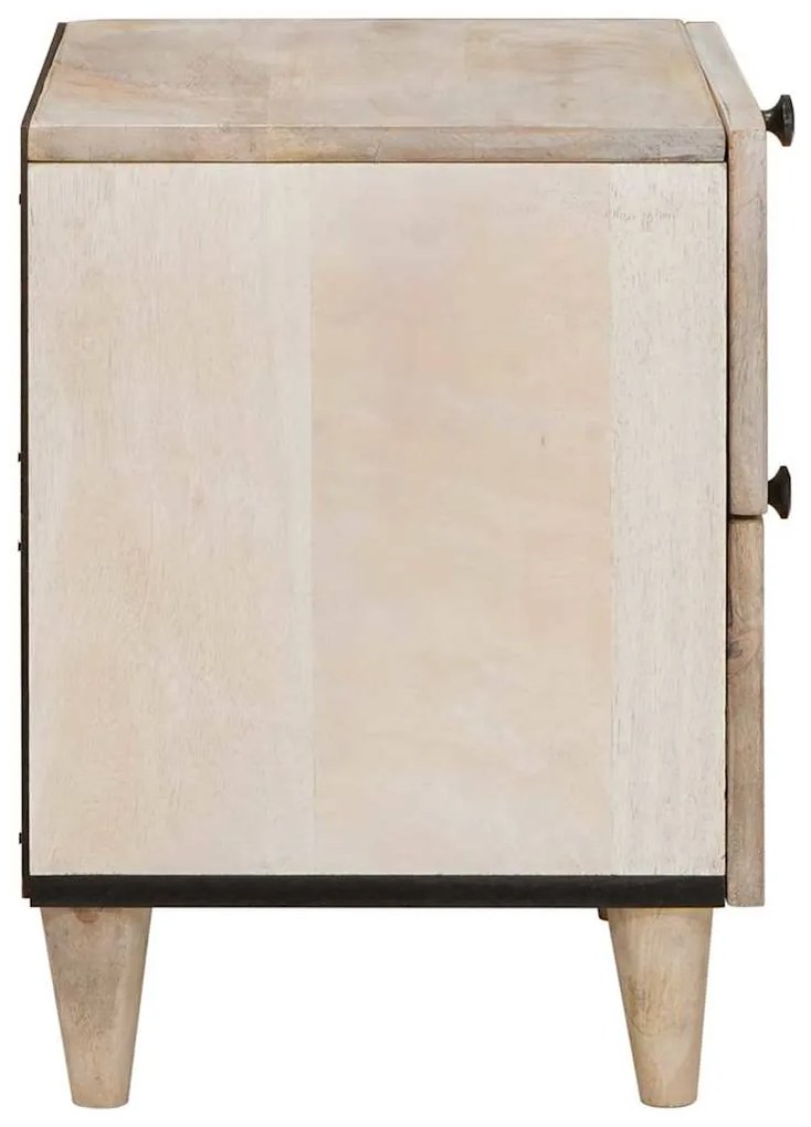 vidaXL Κομοδίνο με συρτάρι Μπεζ 40 x 33 x 46 εκ. Μασίφ ξύλο μάνγκο