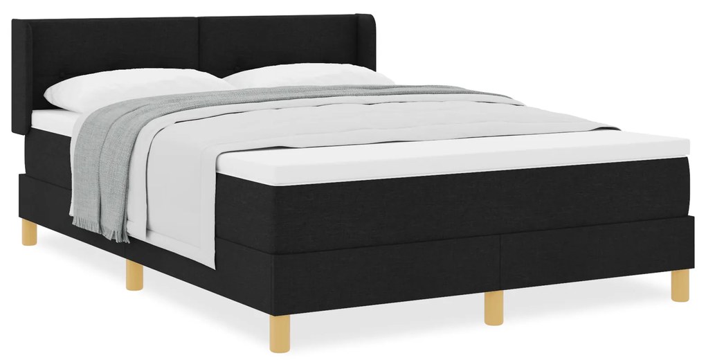 vidaXL Κρεβάτι με ελατήρια με κεφαλάρι Μαύρο 160 x 200 cm Ταπετσαρία