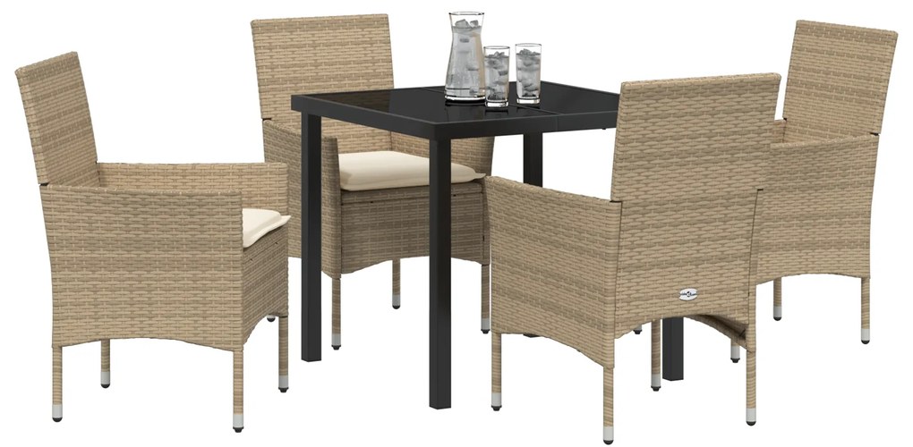 vidaXL Set κήπου 5 κομματιών με μπεζ μαξιλάρια