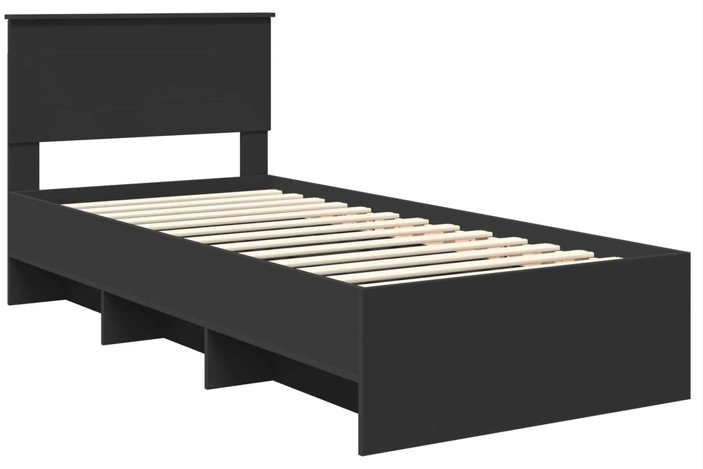 vidaXL Σκελετός Κρεβατιού Μαύρο 120 x 123 εκ. Επεξεργασμένο ξύλο