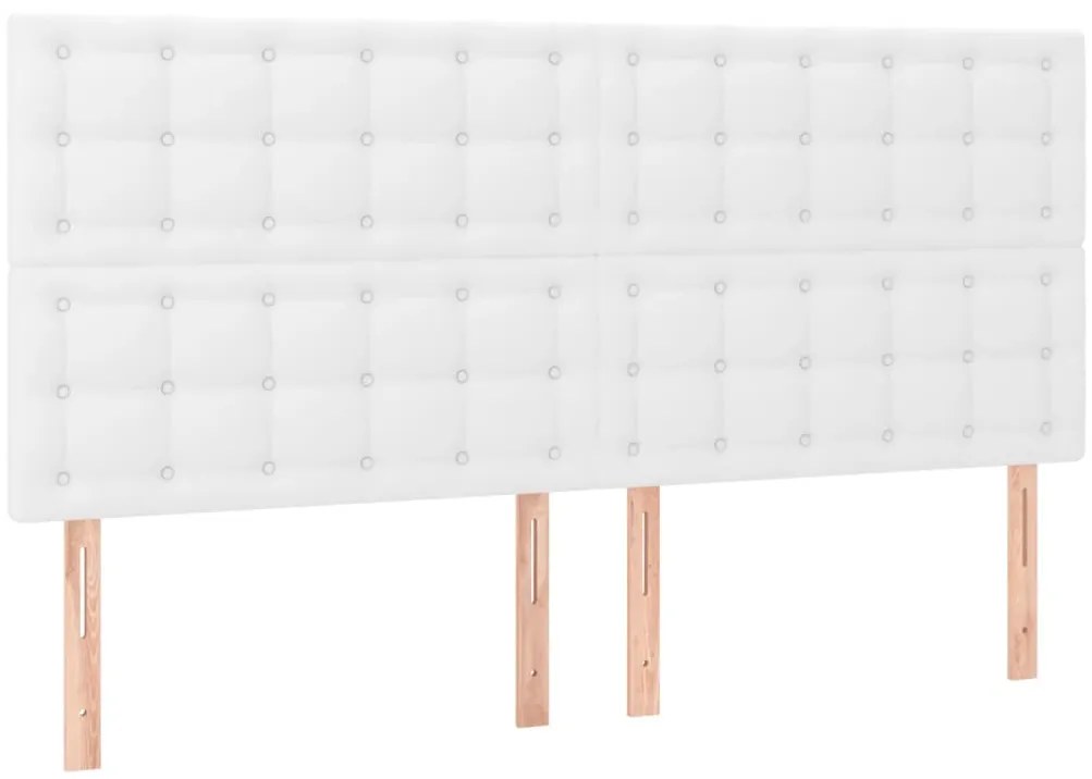 vidaXL Κρεβάτι Boxspring με Στρώμα Λευκό 200x200 εκ. Συνθετικό Δέρμα