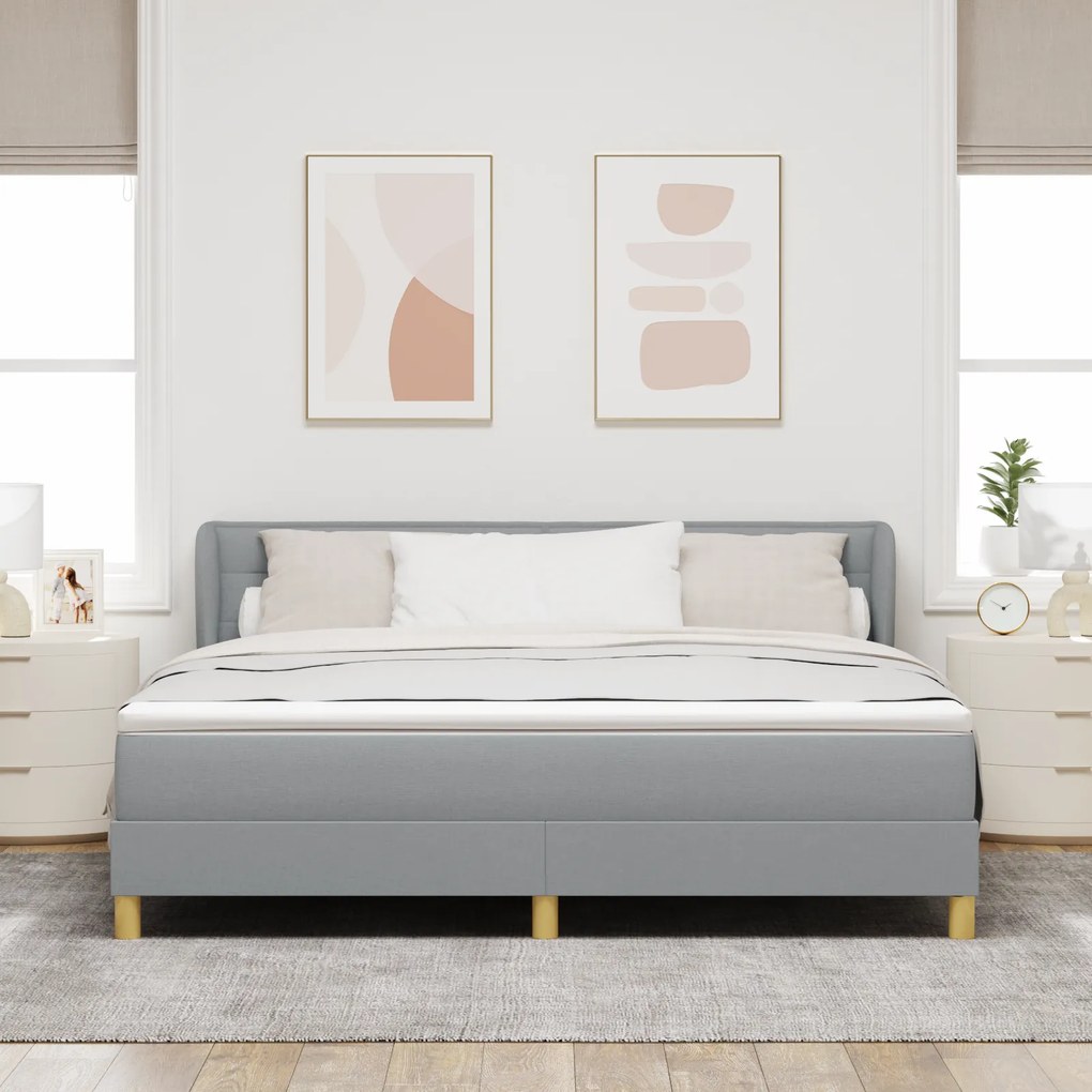 vidaXL Κρεβάτι Box Spring με Στρώμα σε Ανοιχτό Γκρι 180x200 εκ. Ύφασμα