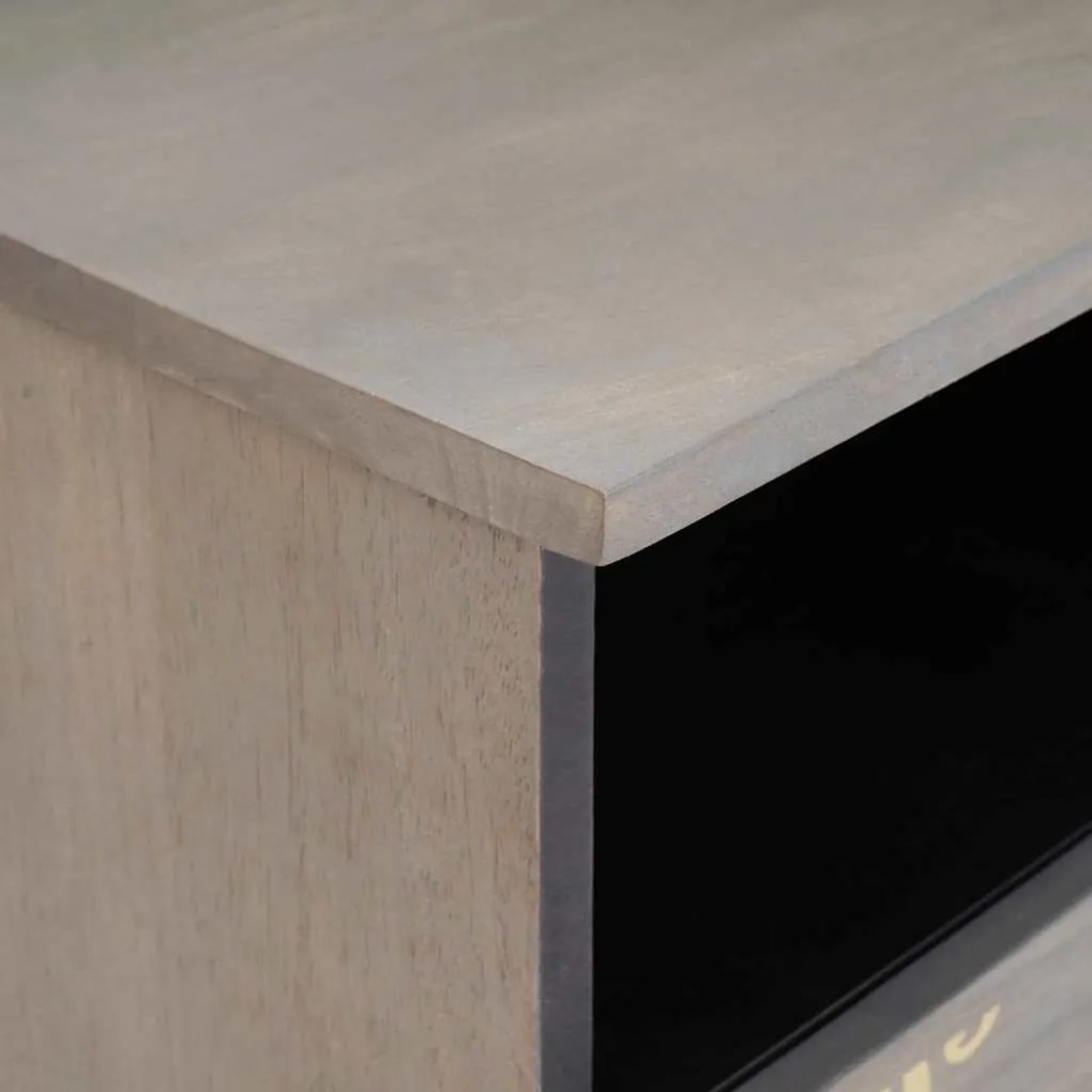 vidaXL Ντουλάπι TV Γκρι και Χρυσό 100 x 33.5 x 46 εκ Μασίφ ξύλο μάνγκο