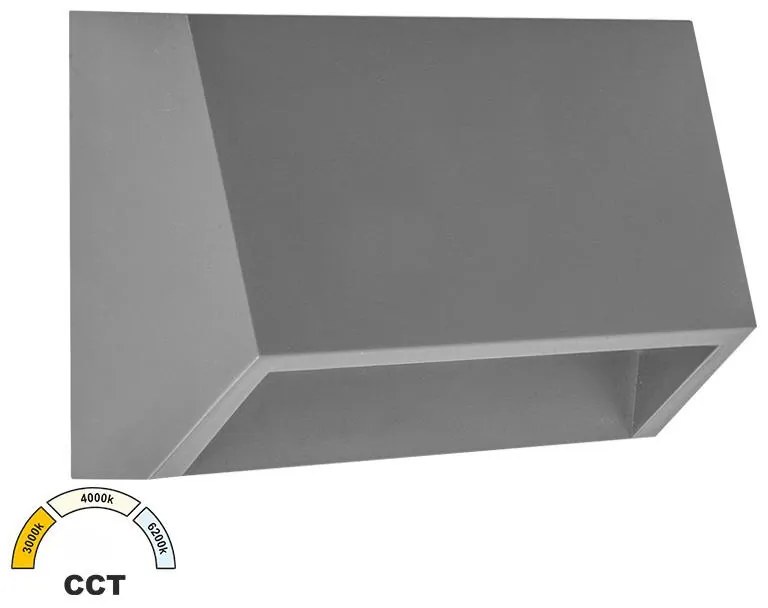 Adeleq Φωτιστικό LED PC Επίτοιχο Εμμέσου Φωτισμού Κυρτό Ορθογώνιο 2W CCT IP65 Γκρι 3-97868