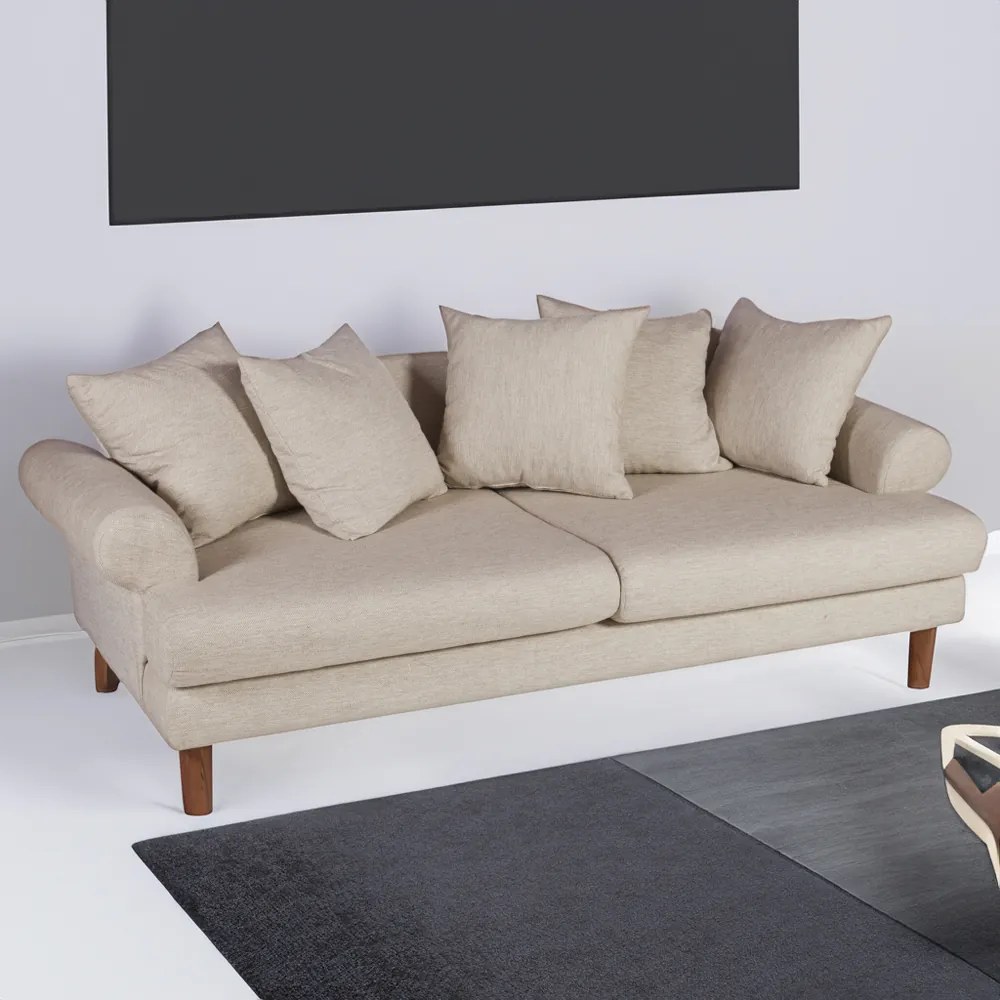 Artekko Uk Sofa Καναπές Τριθέσιος Υφασμάτινος Μπεζ (210x100x75)cm