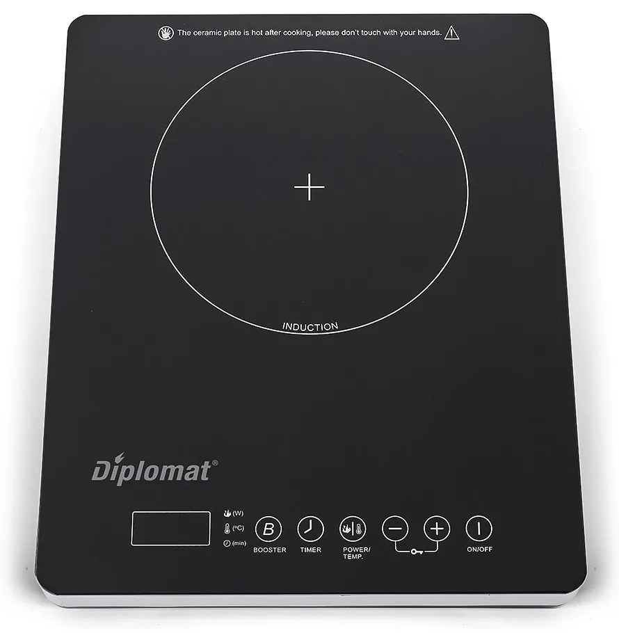 Diplomat DGX2020I Επιτραπέζια Εστία Επαγωγική Μονή, 2000W,  Μαύρη