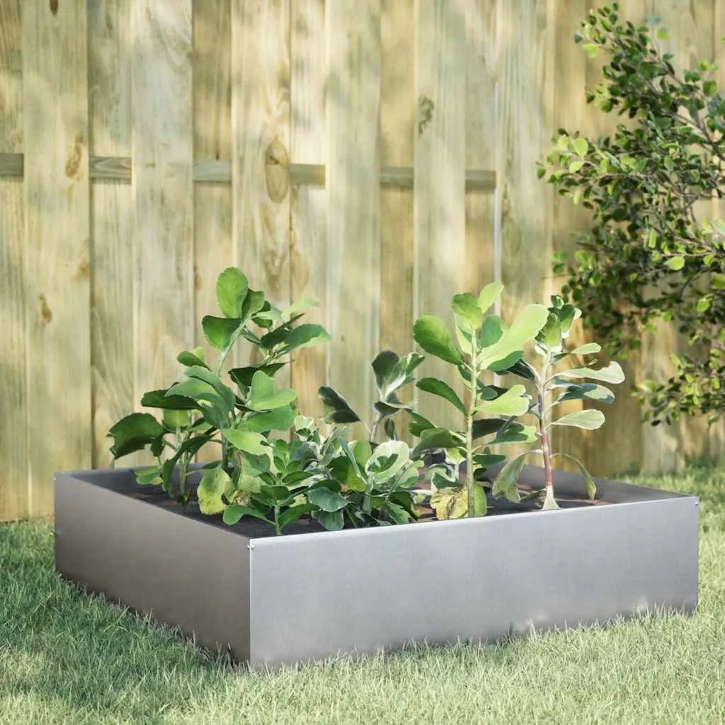 vidaXL Ζαρντινιέρα Υπερυψωμένη 100x100x25 εκ. Γαλβανισμένο Χάλυβα